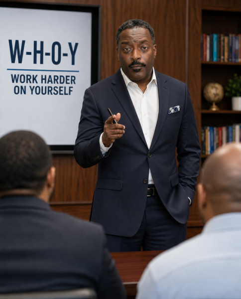 KR Henderson teaching the WHOY: Work Harder On Yourself, framework